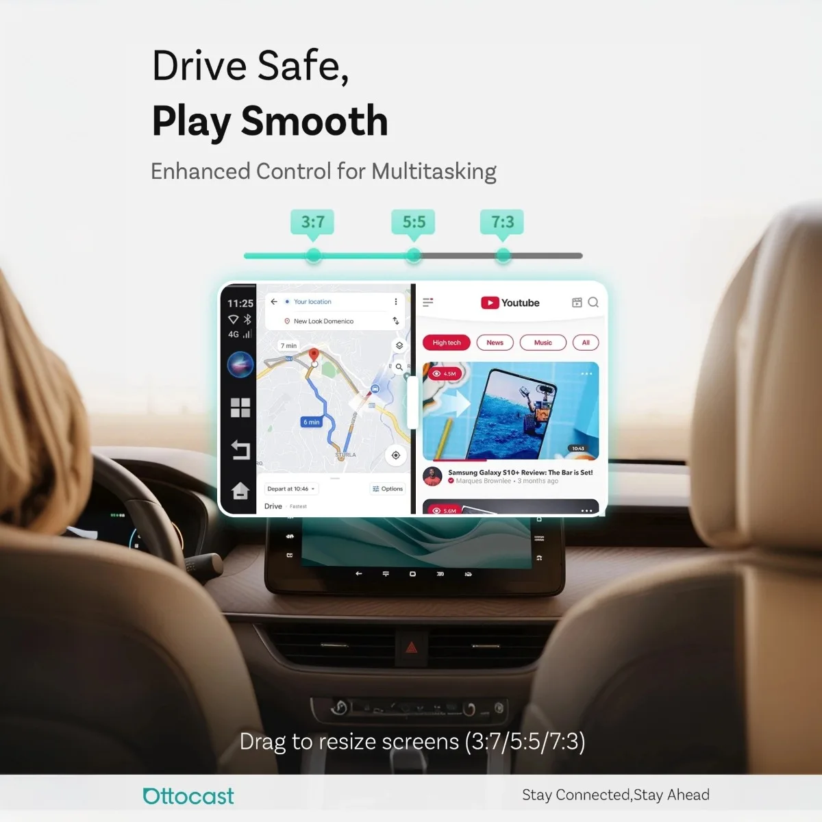 Ottocast  E2 AI Box Wireless CarPlay Android Auto Adapter Android 13 Plug & Play Cloud SIM 3.0 Smart for Car Multimedia Display