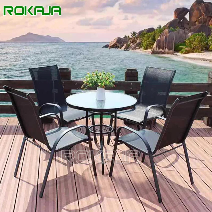 

Outdoor Garden Table Set With Umbrella Water Pattern Round Table Teslin Cloth Chair Balcony Courtyard Table And Chairs