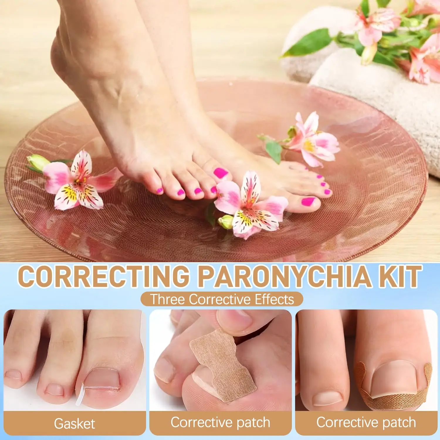 Ingrown Toenail Corrector Kit Toenail Correction Strips Patches Pads with Nail Clipper File Gap Toe Nail Filler Removal Remover