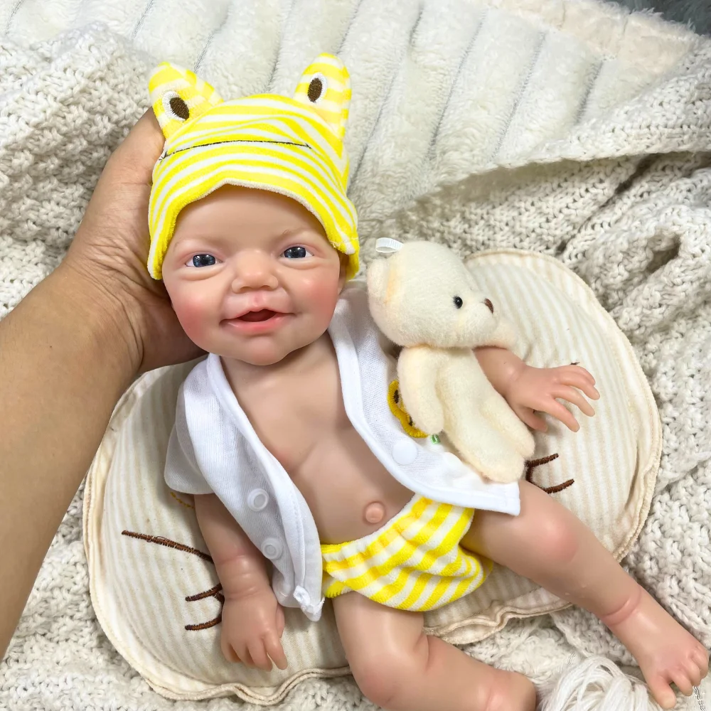 

13 Inch Mini Silicone Reborn Baby Doll Charlie Girl Or Boy Body Lifelike Soft Solid Silicone Doll Birthday Christmas Gift