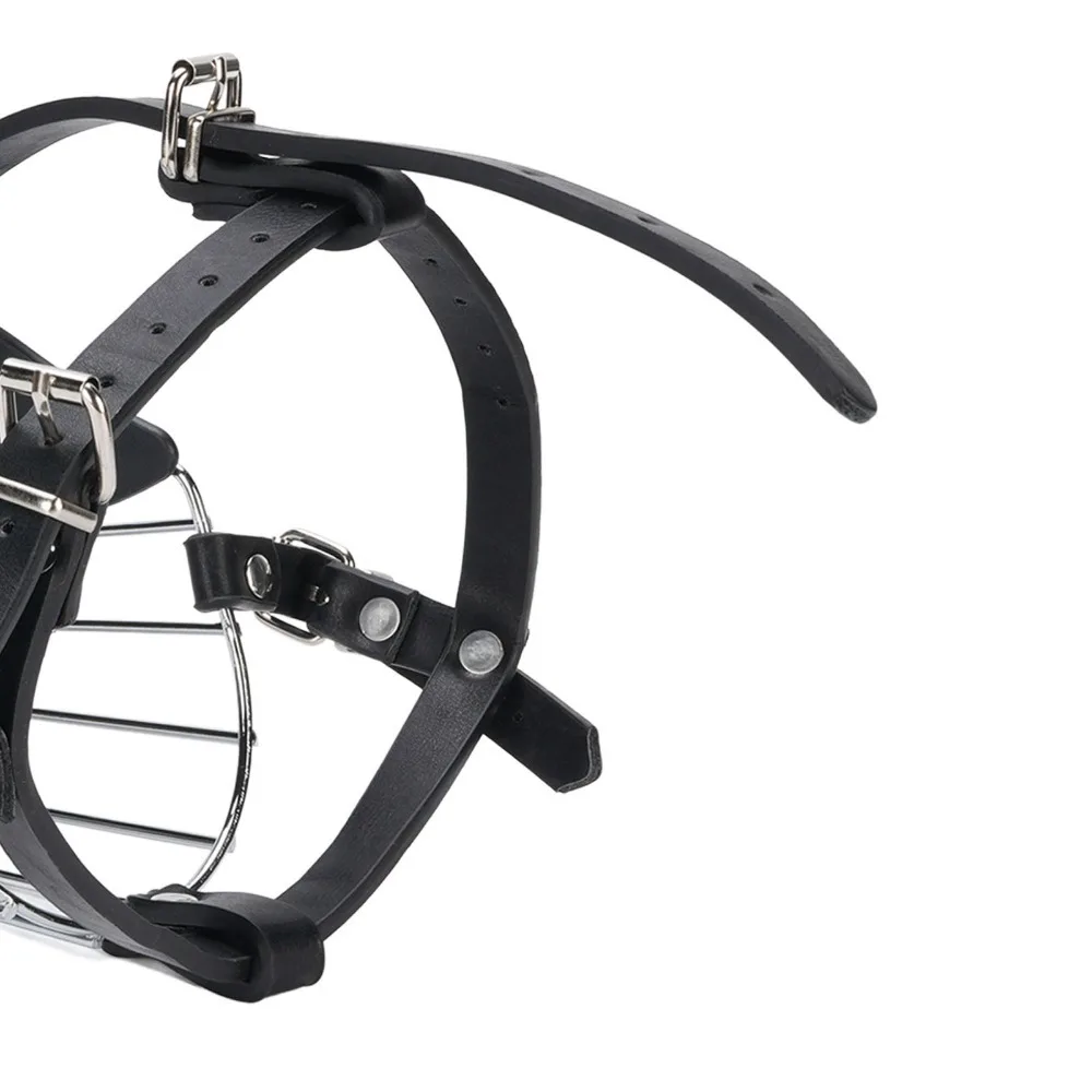 Iron Frame Large Dog Muzzle Breathable Structure Full Coverage Metal Basket Muzzle Light Weight Adjustable Strap Anti Eat Muzzle