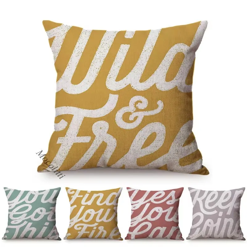 Modern Simple Positivity Glorification Letter Design Cotton Linen Cushion Cover Sofa Decoration Throw Pillow Case cojines