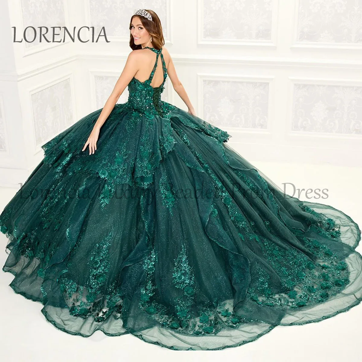 Vestidos De quinceañera Verde mexicano, flores exquisitas en 3D, apliques De flores con cuentas, sin mangas, vestido De baile De 15 Años, 2024