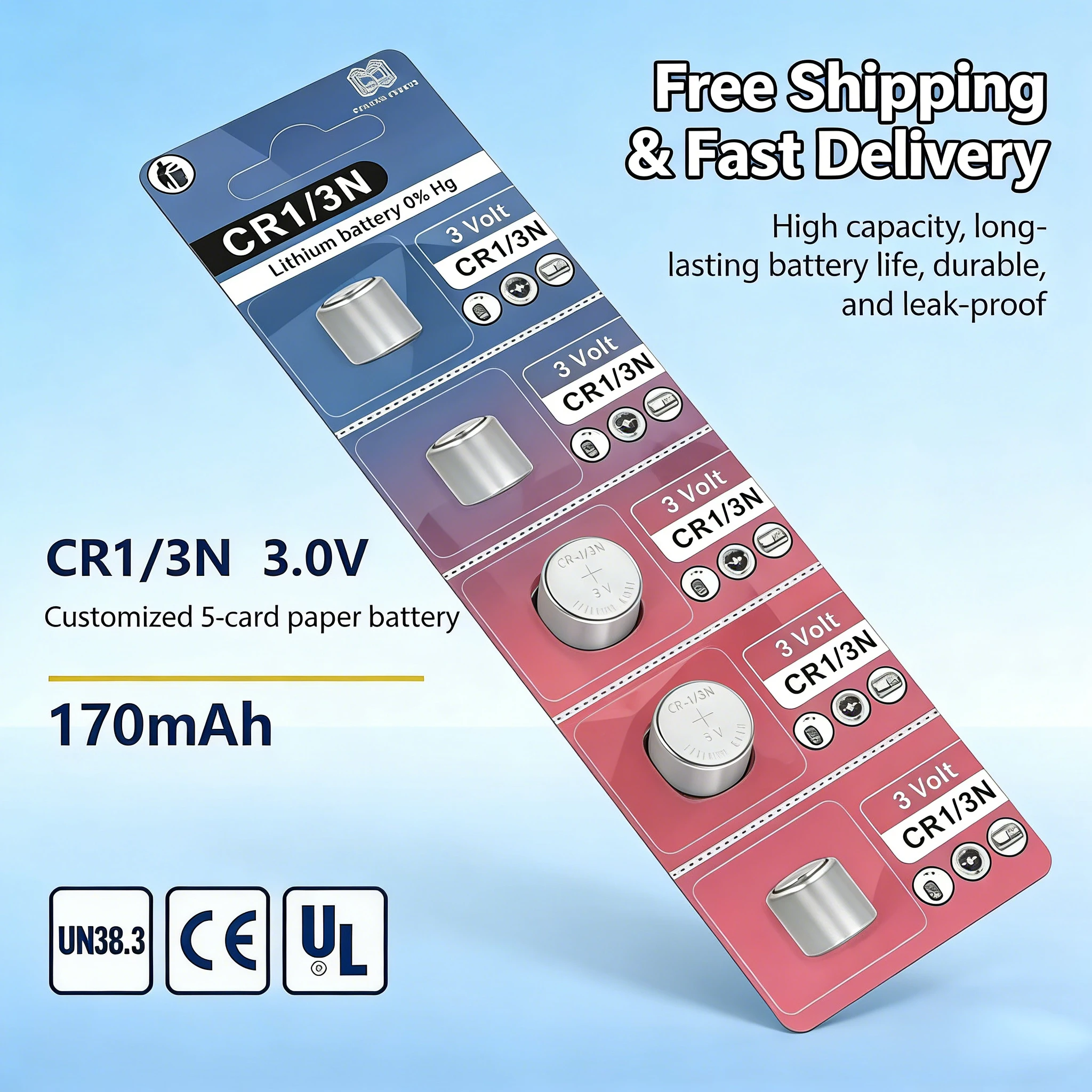 

CR1/3N 3V Lithium Cell Replace DL-1/3N KCR1/3N CR13N 170mAh High Capacity Battery for Camera, Laser Pointer, Pet Training