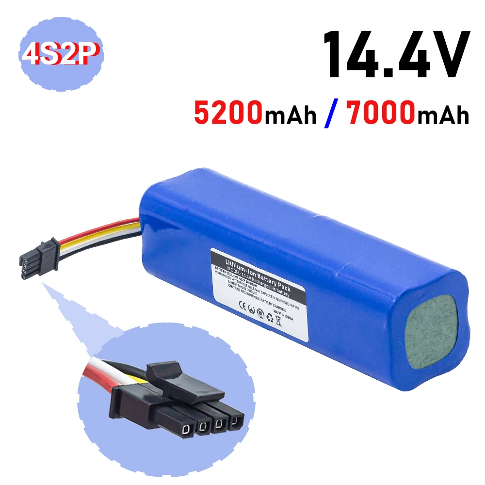 

14.4V 5200mAh/7000mAh Lithium Battery for Xiaomi Mijia Robot Vacuum Cleaner 2nd roborock S50 S51 S55 S60 S65 T61 T65 S75