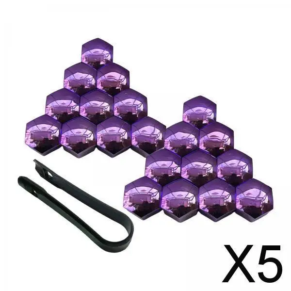 5x20 Pieces Car Wheel Nut Caps Covers Anti Rust Wheel Rim Cover Wheel Nut Caps Purple 21mm