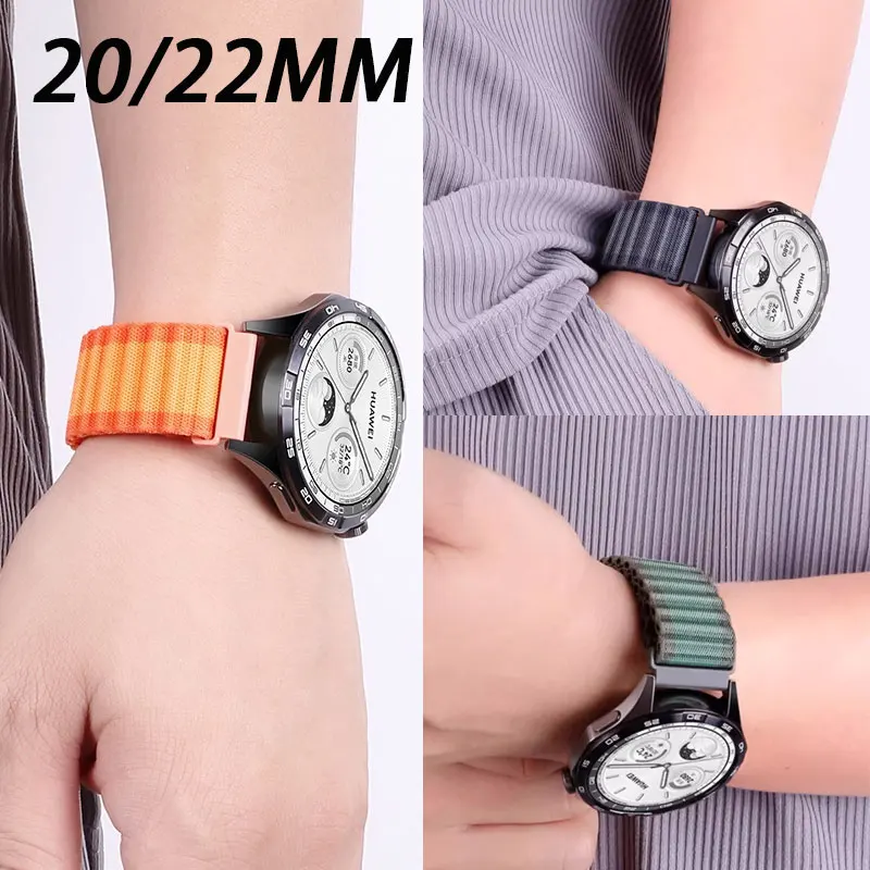 Correa de 20 a 22mm para Huawei GT5pro 46mm CMF Watch Pro Redmi 5 pulsera de nailon activa para Samsung Watch 7 6 40 44mm correa MoonSwatch