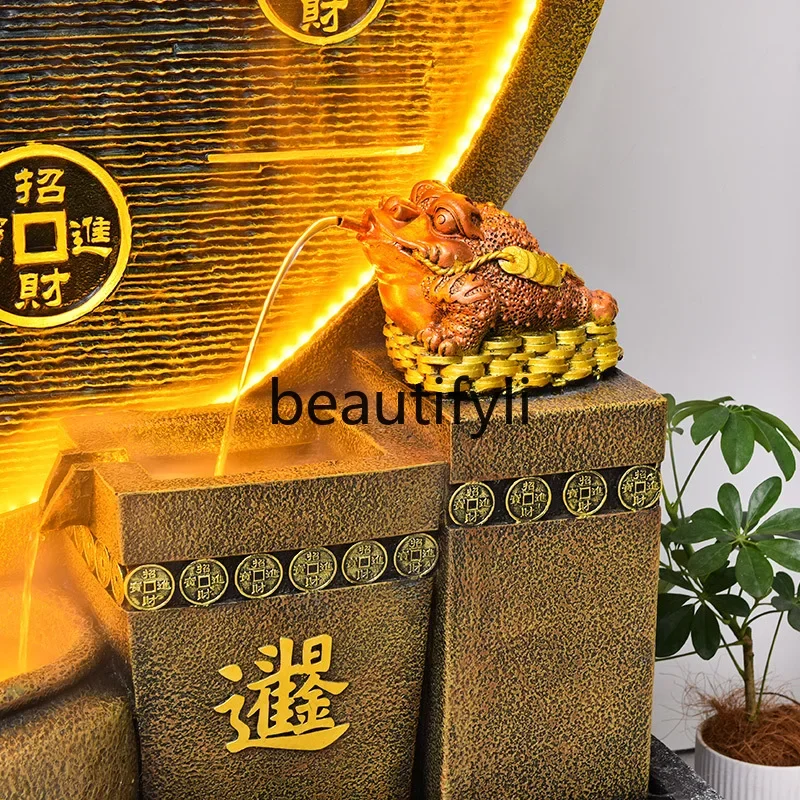 A48 Water curtain wall, running water screen, balcony, feng shui wheel, water feature, fountain, rockery, lucky landscape orname