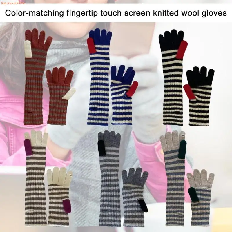 Q5WE Warm Winter Gloves Unisex Full Finger Glove Stylish Thermal Teens Gloves