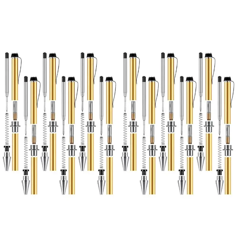 AT63-12 Pieces Wood Turning Pen Set With Refills Rotating Pen Kit For Wood Turning Bulk Lathe Turning Supplies For Pen Making