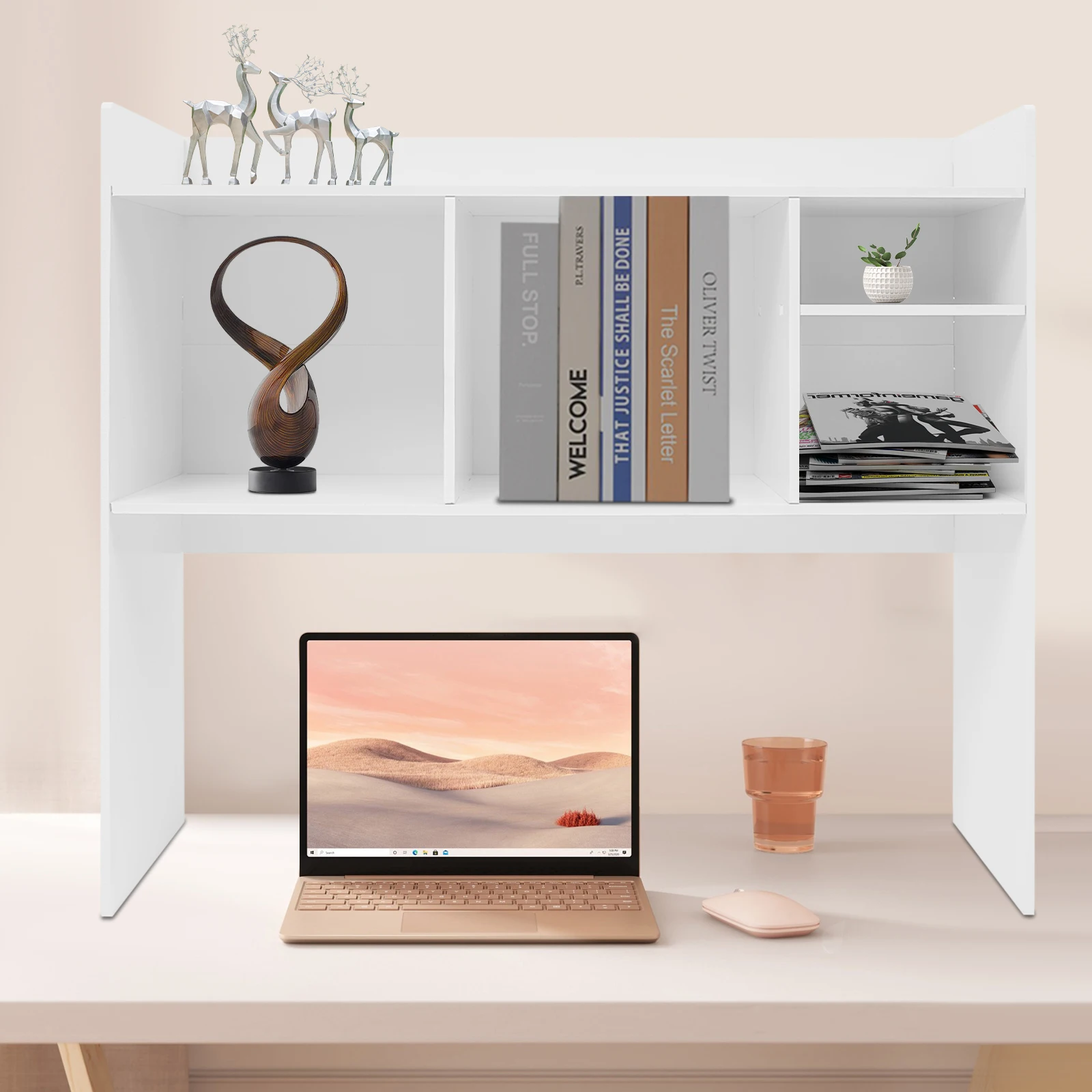 6 Cell Desktop Storage Rack PVC Desk Bookshelf Student Dormitory Shelves Office Workstations Multi Layer Storage Organizer