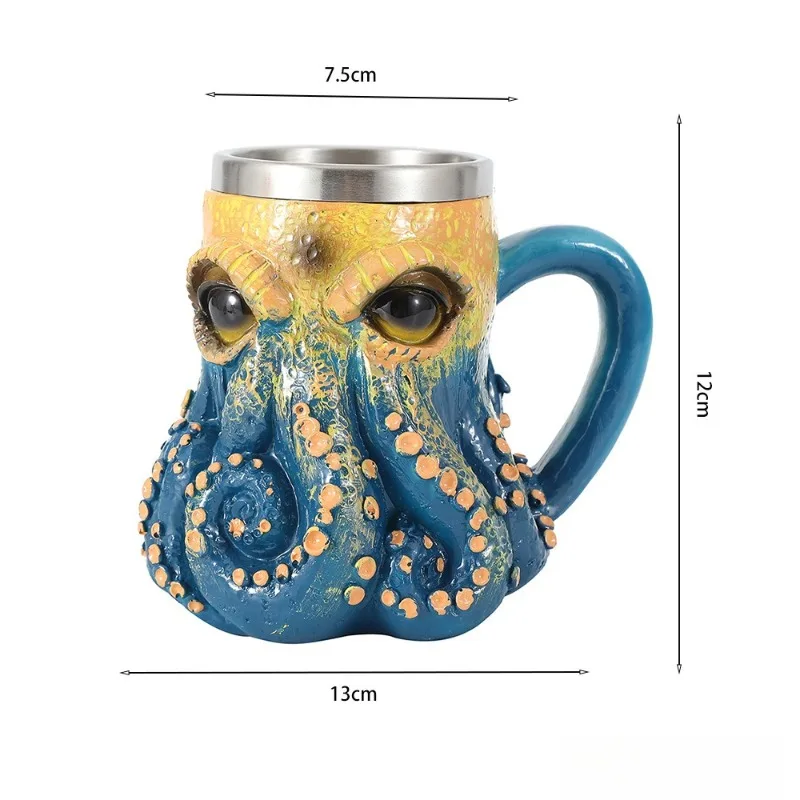 1pcs Ocean Style Octopus Coffee Mug Resin Craft Home Bedroom Desktop Decorative Figurine Creative Octopus Shaped Mug