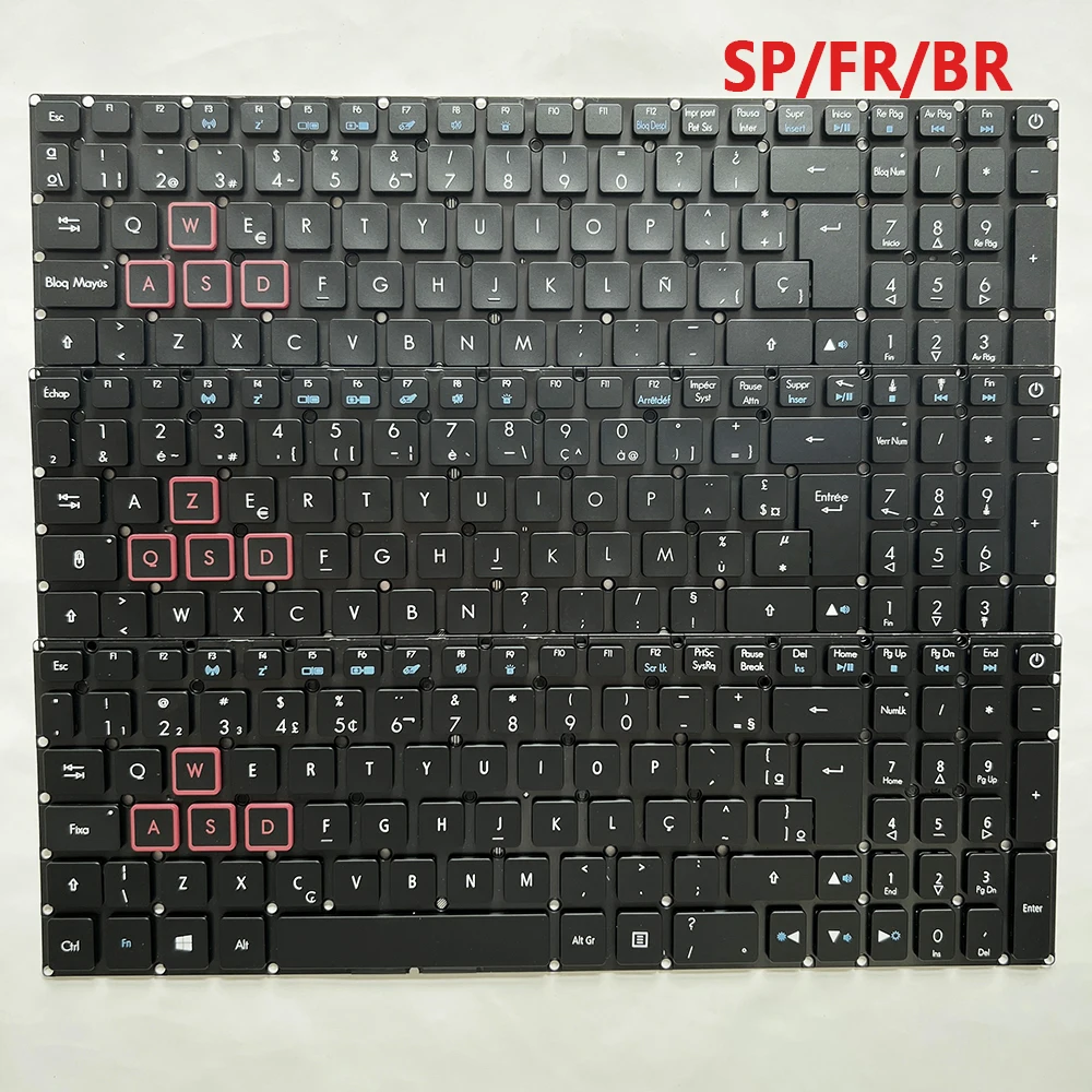 Imagem -01 - Teclado para Acer Aspire Vx15 Vx5-591g Vn7-593 Vn7-593g Vn7793g Predator Helios 300 Ph315-51 Ph317-51 Ph317-52 Espanhol Francês Brasileiro Vx5591 sp fr br