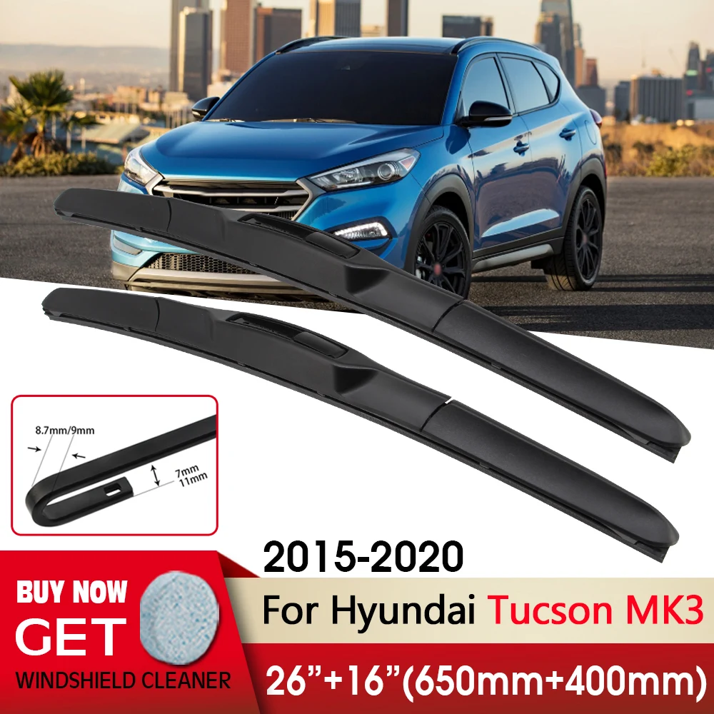 

Car Wiper Front Wiper Blades 26"+16" For Hyundai Tucson MK3 2015-2020 Fit U Hook Arm Front Windscreen Wipers Auto Accessories