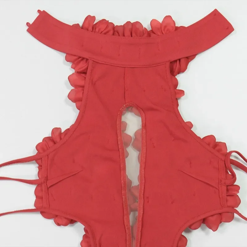 GUWU femmes sans manches élégant col en v découpe 3D fleur longue robe Maxi 2025 été Sexy robes de soirée robes