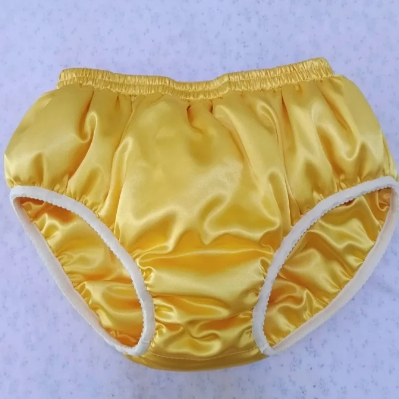 Men Handmade Glossy Soft Silk Satin Briefs Silky Touch Puffy Panties Fetish Plus Size Underwear Private Party Sexy Costumes BF