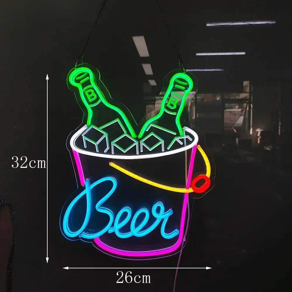 Cocktails Beer Barrel LED Neon Sign Wall Decor For Beer Bar Store Pub Club Nightclub Birthday Party Decorative Neon Night Light