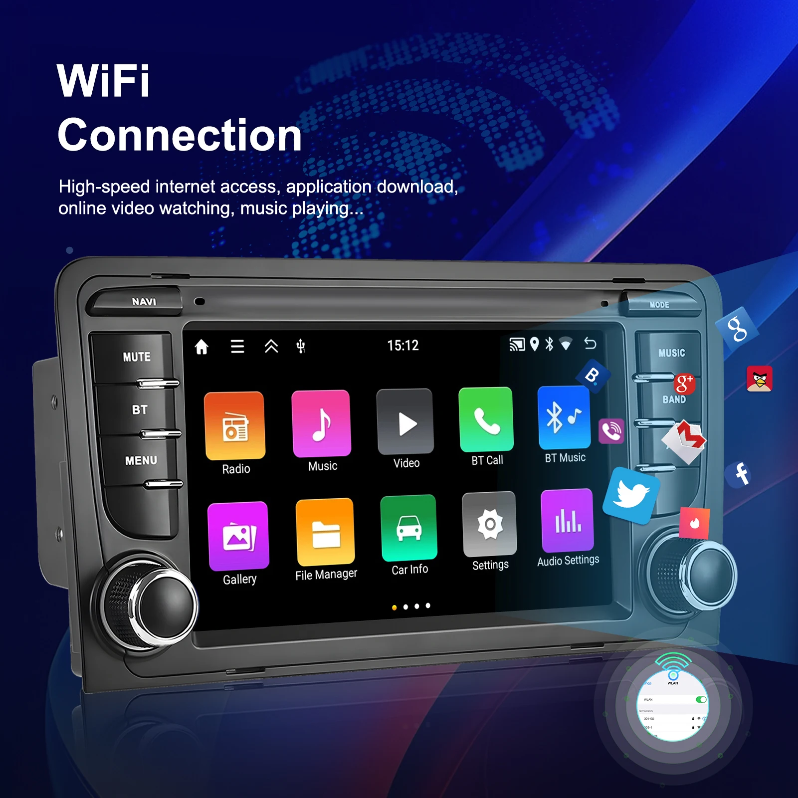 Podofo 2DIN 2+64G Autoradio für Audi A3 8P (2003-2012)/RS3 Sportback (2011-2012) Carplay Auto-Audio Android Auto GPS Mirror Link – Detail 10