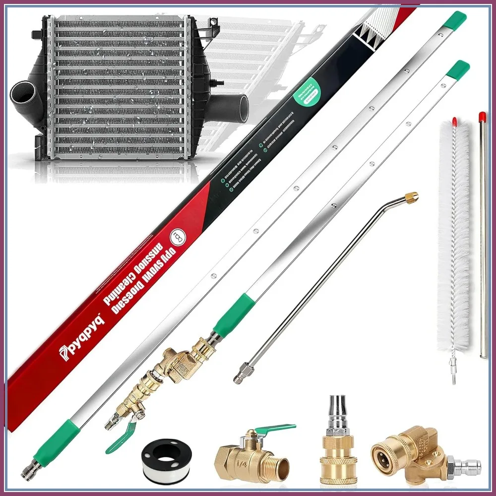 

47"&24"&15" Radiator Cleaning Wand 3-Piece Set,4500 PSI Stainless Steel Dual Water/Air Cleaner,Pressure Washer Gun Adapter&Tips