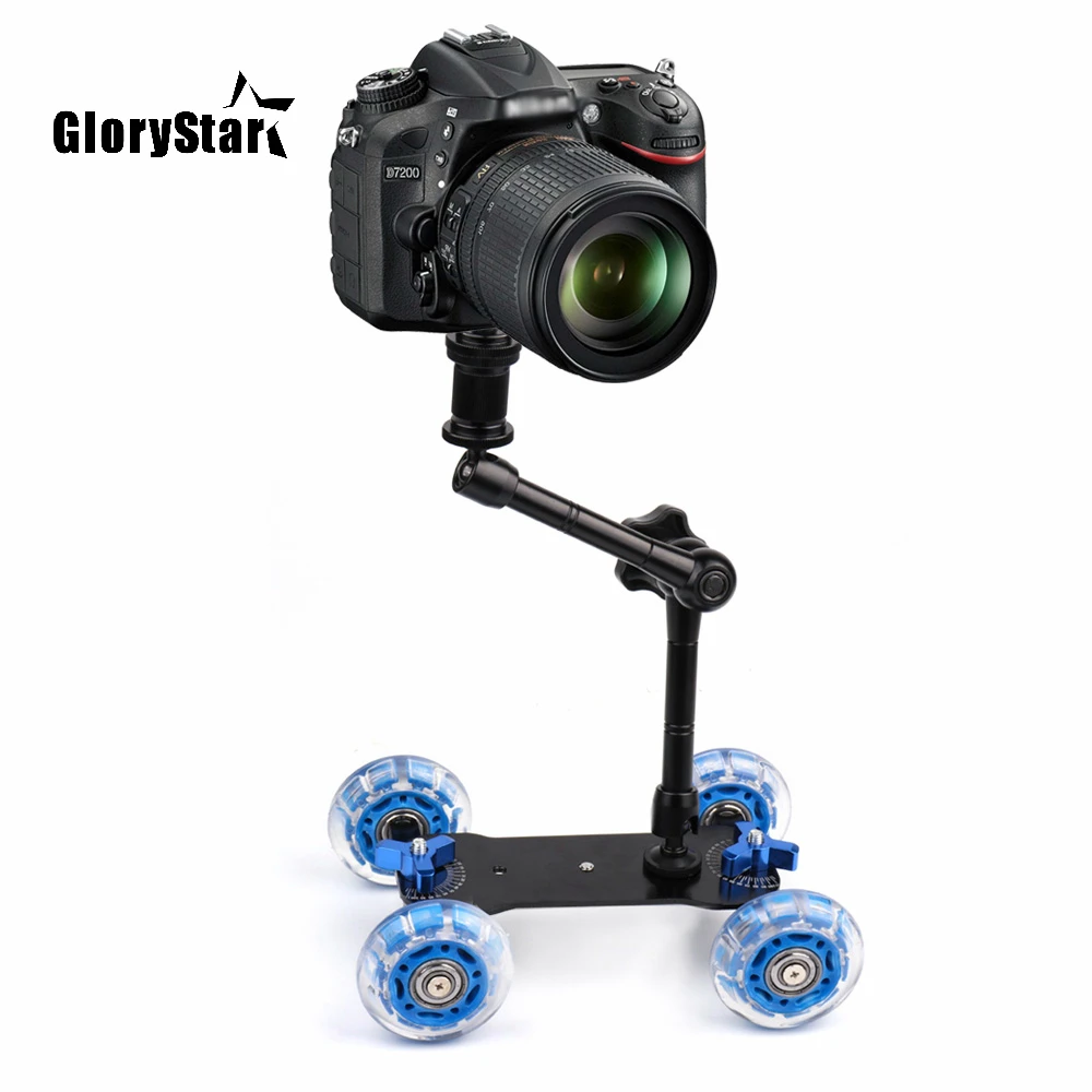 

Schreibtisch Dolly+11'' Magic Arm Tabletop Mobile Rolling Video Rail Skater for DSLR Camera Slider Track Dolly Car & Magic Arm