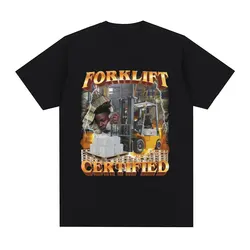 Funny Forklift Certified Operator Graphic T-Shirt Men's Vintage Fashion Short Sleeves T-shirts Cotton Casual Oversized T Shirts