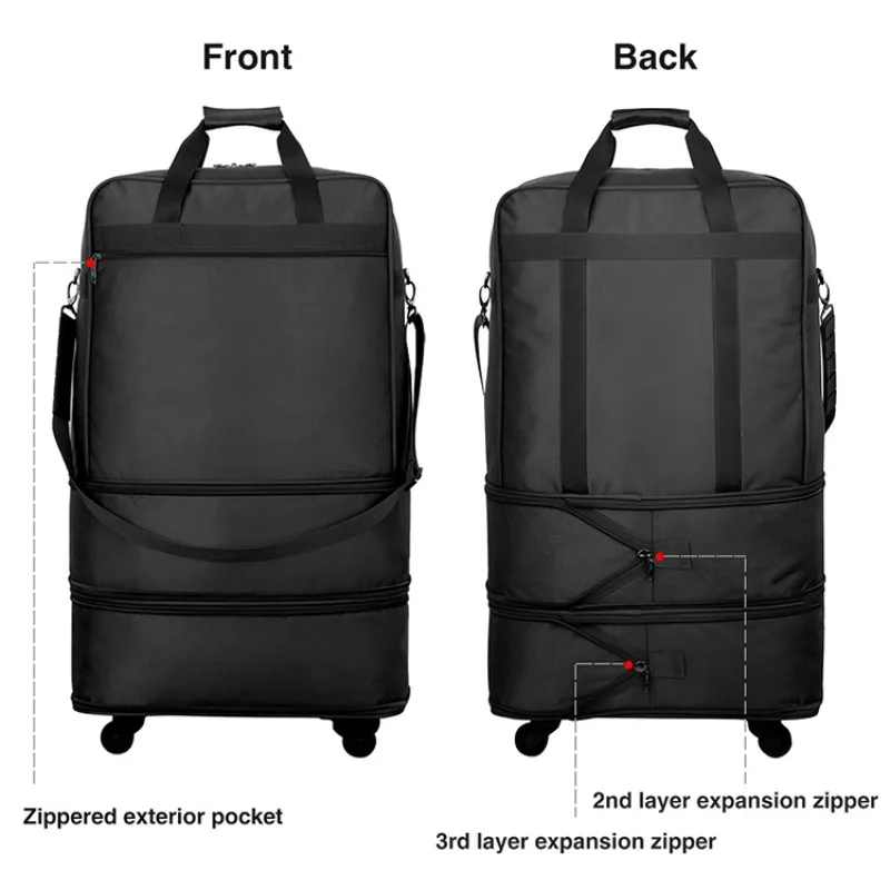 Expandable Foldable Suitcase Luggage Rolling Travel Bag Duffel Tote Bag for Men Women Lightweight