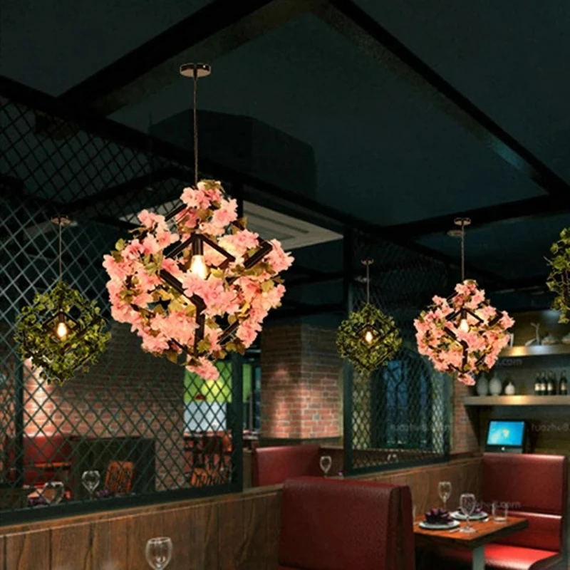Imitation Green Plant Pendant Light Dining Floral Clothing Store Personalized Interior Decoration Light Including Light Bulbs