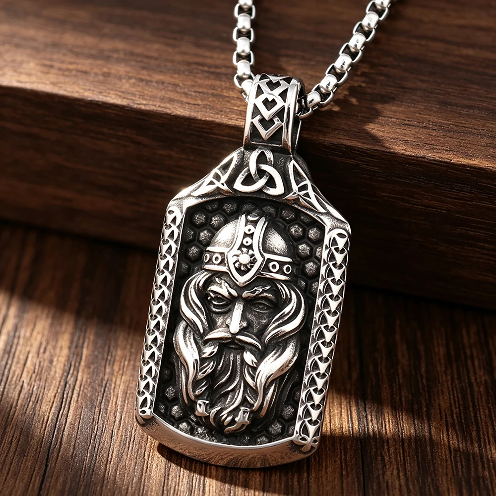 Vintage Viking Stainless Steel Warrior Necklaces For Men Women Punk Fashion Norse Mythology Celtic Knot Pendant Amulet Jewelry
