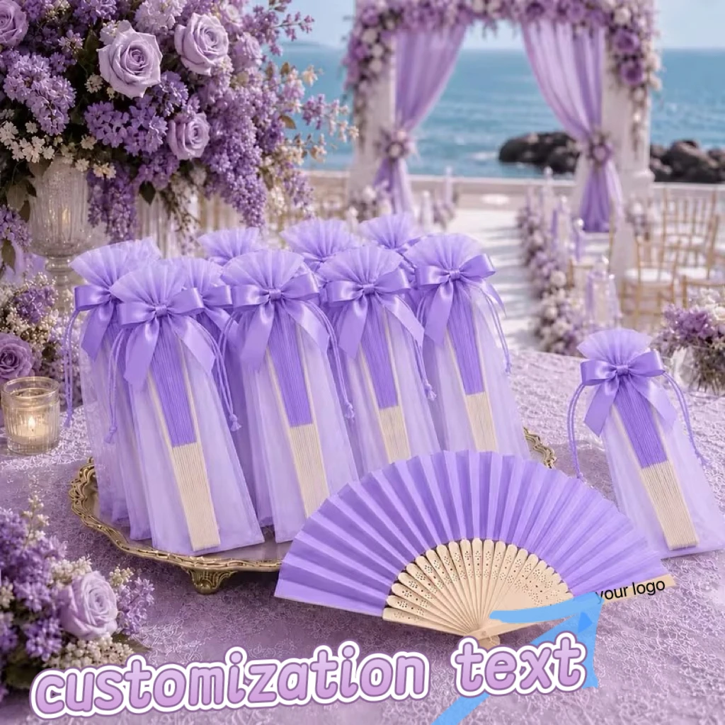 8sets 10set 13ses Customization Handheld Folding Fan Set: Suitable for wedding gifts, as well as for brides to give as presents,