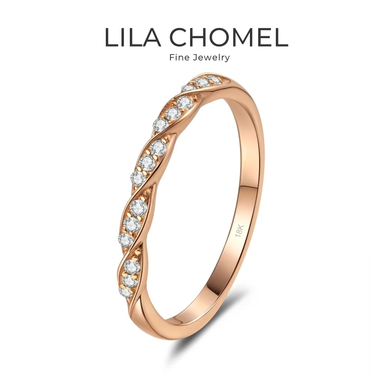 

Daughter Birthday Gift 18K Rose Gold Women Wedding Band 0.12CT Moissanite Diamond Girl Valentine's Day Lady Christmas Gift Rings