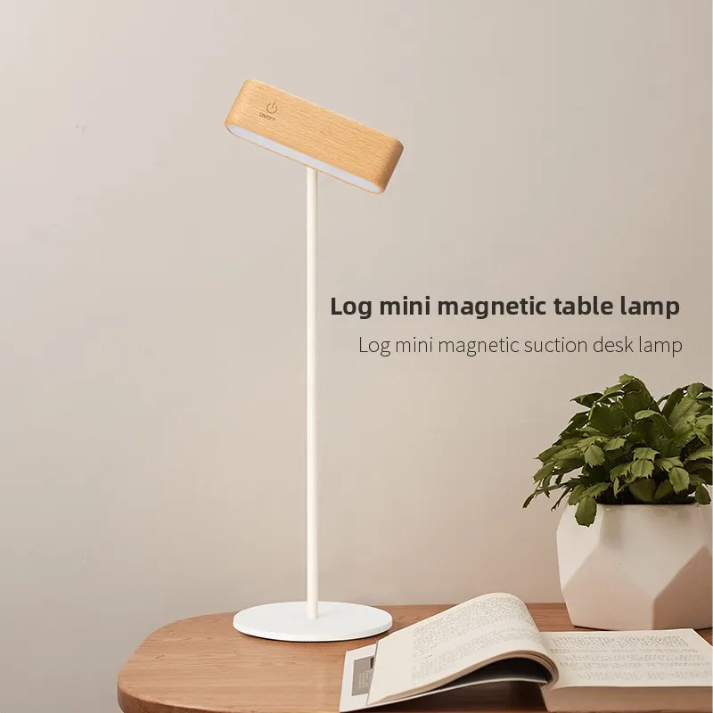Creative Multi‑use Solid Wood Rechargeable Lamp Magnetic Attached Wall Light Bedside Desk Lighting For Student Home Present
