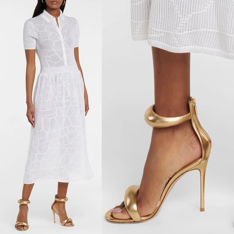 

Римские сандалии большого размера с круглым открытым носком, молния сзади, стразы, туфли на высоком каблуке-шпильке, цельная пряжка, сексуальная подиумная женская обувь