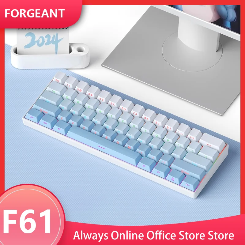 Forgeant F61 Mechanical Keyboard 61Key Wired Portable Keyboard Gradient Keyboard Keycaps PBT Keyboard Office Game Keyboard Gift