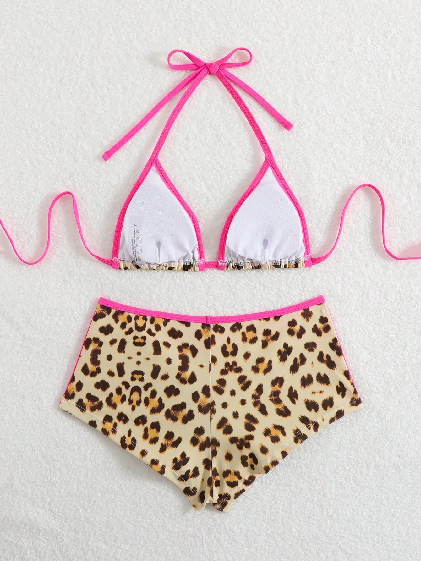

Leopard Print Two Piece Bikini Set With Boxer Shorts For Women Beach Swimwear
