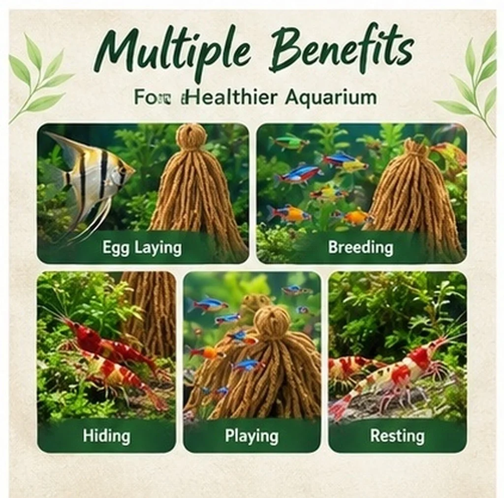 5 Pcs Egg Laying Spawning Mop with Suction Fish Reproduction Mops Breeding Brushes Aquarium