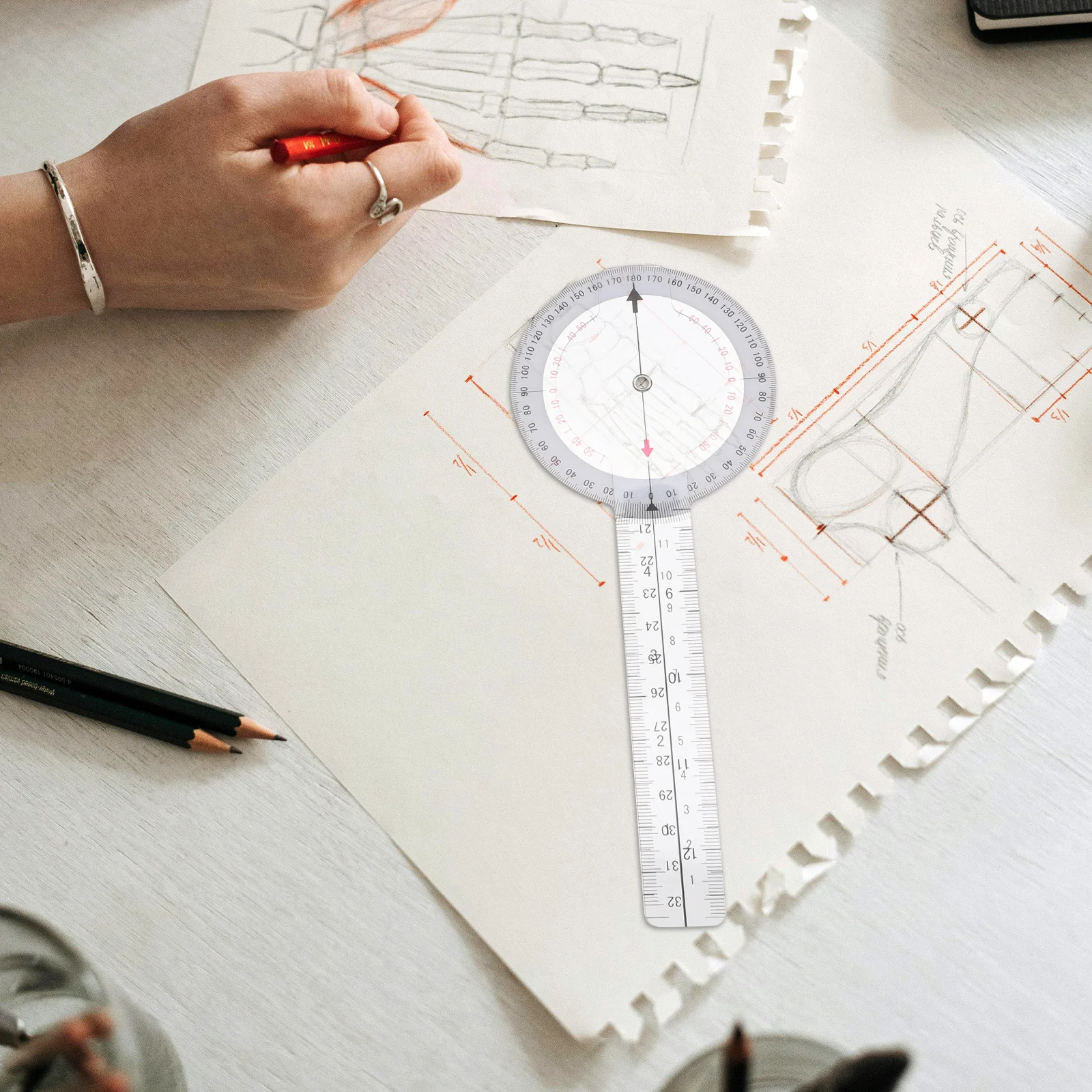 3 قطعة مجموعة المنقلة مسطرة قياس زاوية واضحة الطبية الصف الدقة مقياس الزوايا خفيفة الوزن البلاستيك زاوية مكتشف أداة ل #5