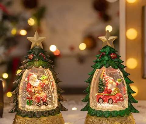Christmas decorations glowing Christmas trees crystal balls snow decorations Christmas tree tabletop ornaments night lights
