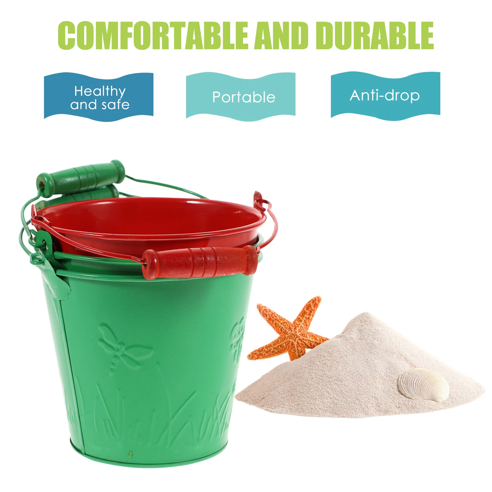 3Pcs Portable Sand Buckets Multi function Beach Toys Random Color Kids Accessory Strong Rustic Design Safe Premium