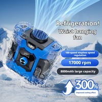New Portable High-Speed Waist-Mounted Fan for Outdoor Sports & Camping - USB-Rechargeable with Power Bank Function, 8000Amh