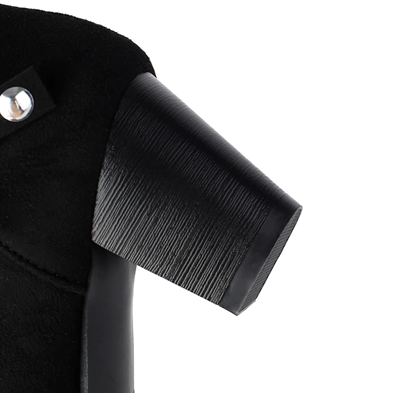 Kcenid-Bottes Hautes à Talons Épais pour Femme, Rondes, à la Mode, avec Rivets, Style Rétro, Nouvelle Collection Hiver