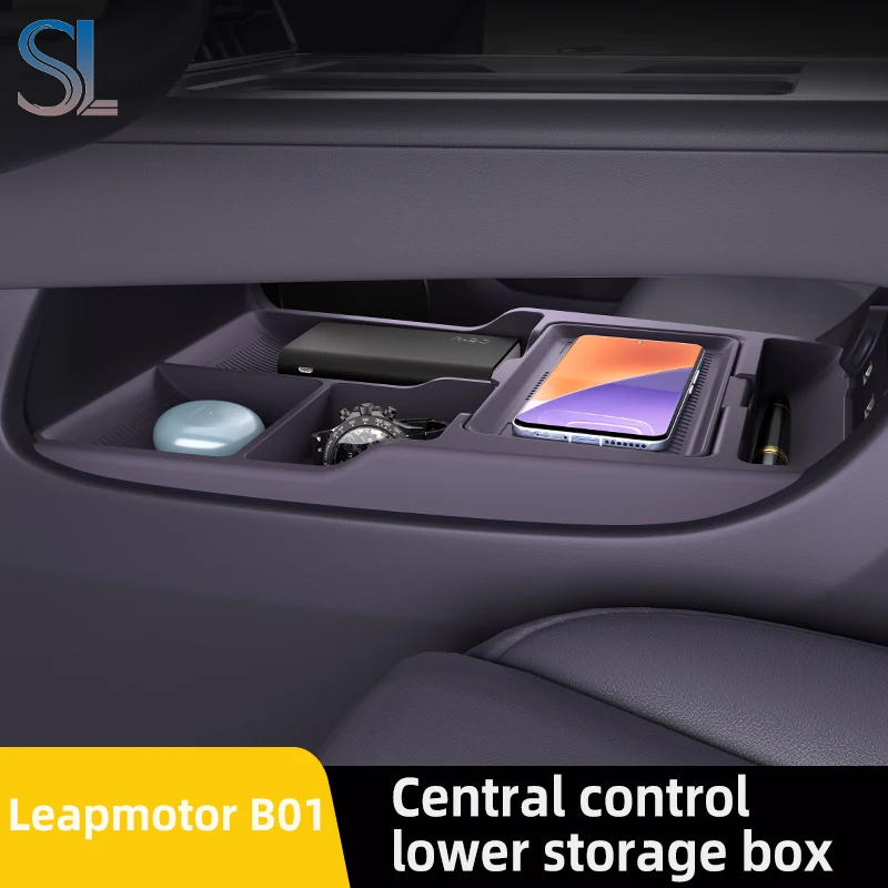 

For LEAPMOTOR B01 2025 2026 Storage Box Center Armrest Hidden Box Cup Holder Organizer Interior Accessories