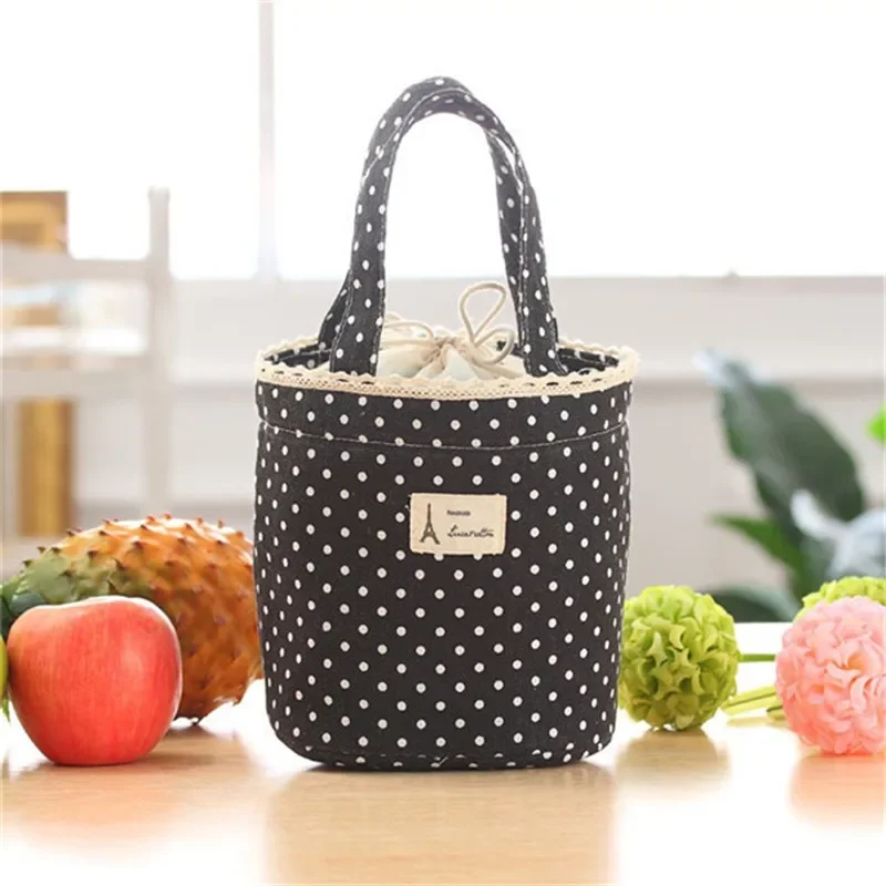 Cartoon Dot Lunch Bags Thermal Insulated Cooler Bags Women Kids Lunch Tote Fruit Foods Container Bags Bolsa Feminina