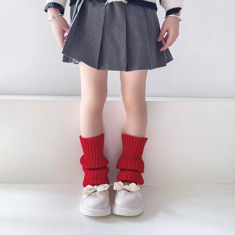 1 Paar Bonbonfarbene Kinder-Beinstulpen Koreanischer Süßer Kinder-Strickfußüberzug Mädchen Lolita-Stil Einfarbige Warme Elastische Röhrensocken – Detail 5