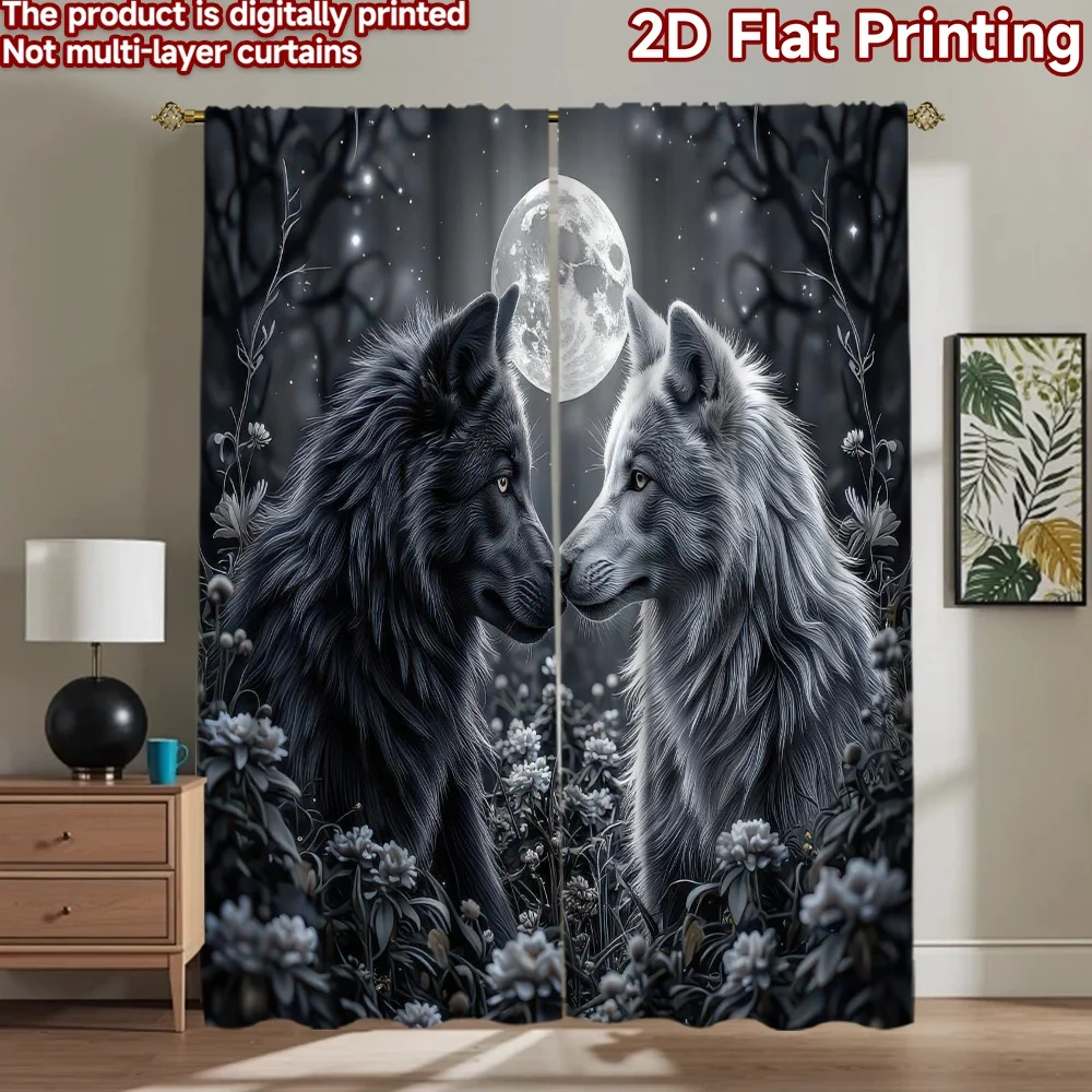 

1pc 2D flat Photography Backdrop Tapestry Full Moon Wolves 100% Polyester Holiday Decorations for Holiday decorations for