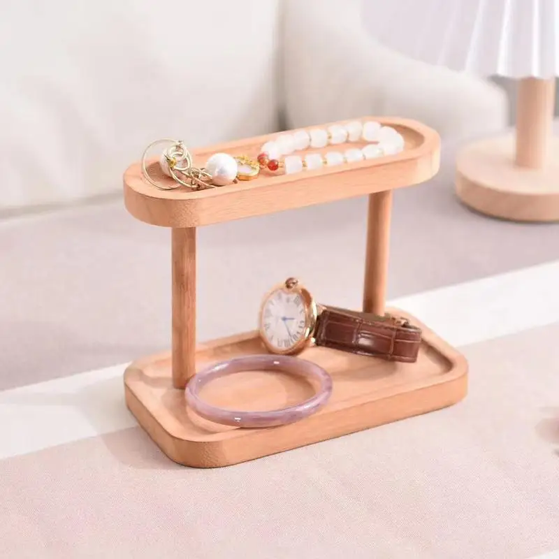 Key Holder Tray Keychain Display Key Tray Wood Desk Organizer Necklace And Bracelet Holder Dresser Tray Jewelry Rack For