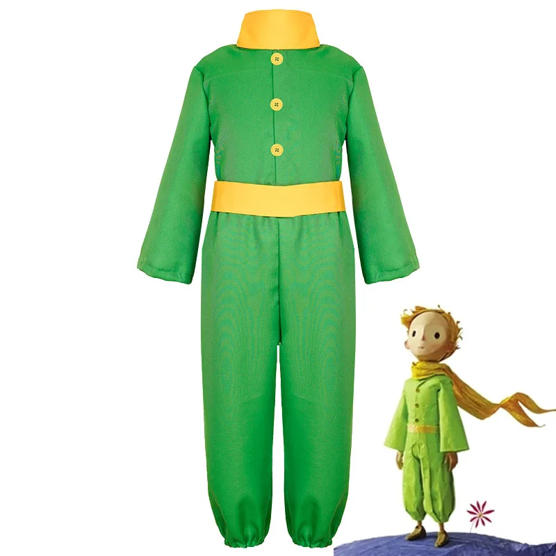 

Le Petit Prince Cosplay Costume Children's Size Clothing The Little Prince Green Uniform Suit and Scarf Animated Movie Costumes