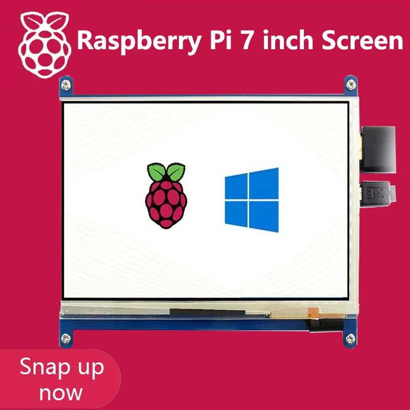 شاشة Raspberry Pi 7 بوصة 1024X600 IPS LCD شاشة تعمل باللمس متوافقة مع HDMI لـ Raspberry Pi 4/4b/3B+ تدعم Windows 10/8/7