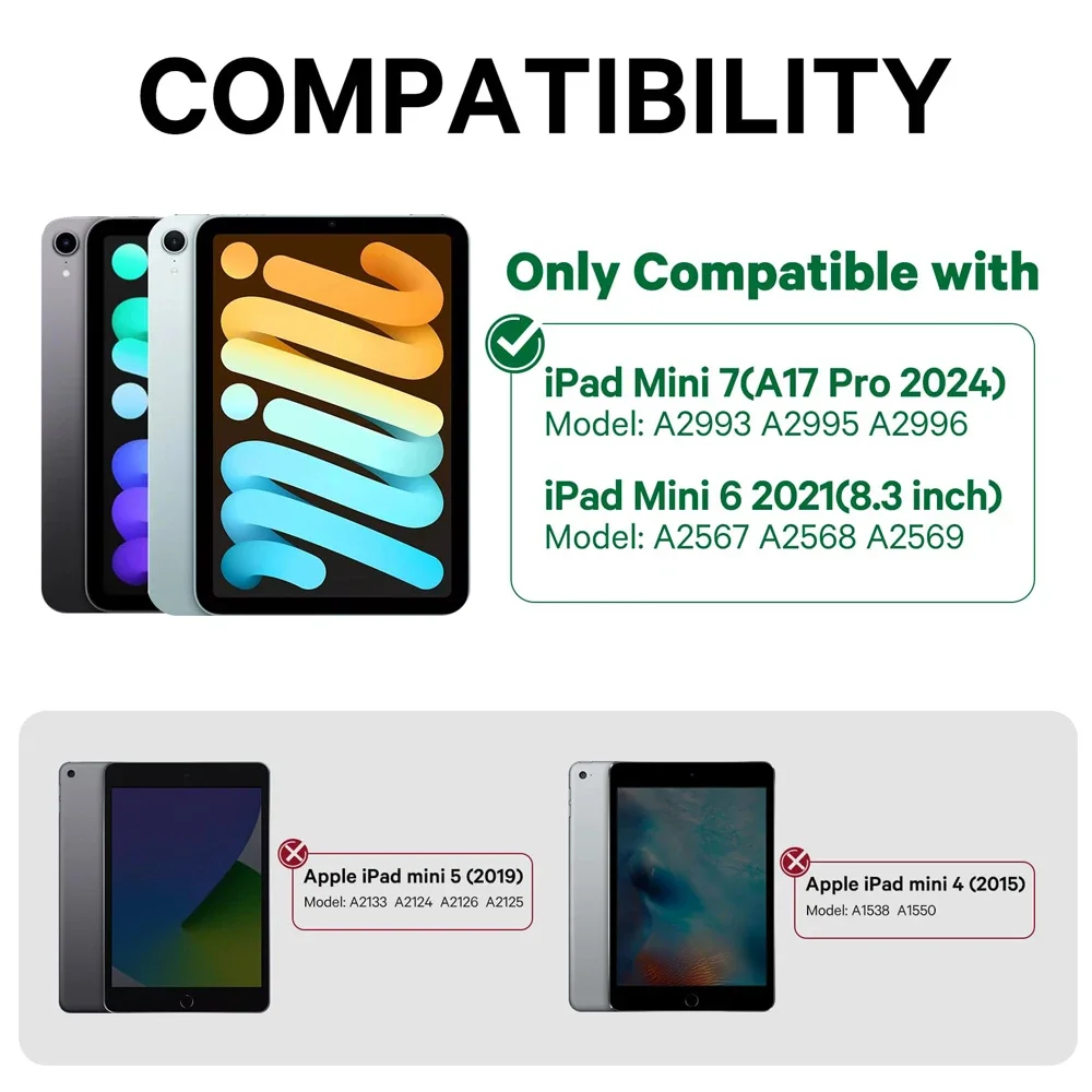 Swivel Keyboard Case for Apple iPad Mini 7th/6th Gen 8.3-inch, Compact Bluetooth Keyboard with RGB Backlit Trackpad - Kids Stude