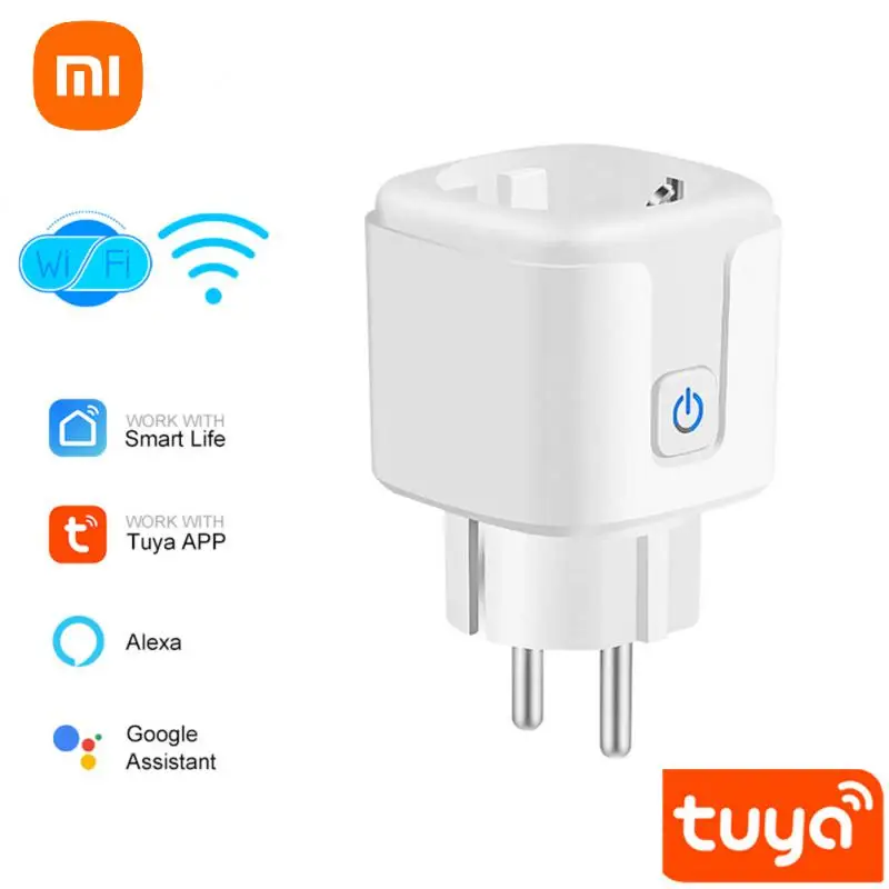 

Xiaomi Tuya 16A Smart Plug WiFi Socket EU Power Monitoring Timing Function Works With Alexa Google Home Alice Smart Life Home