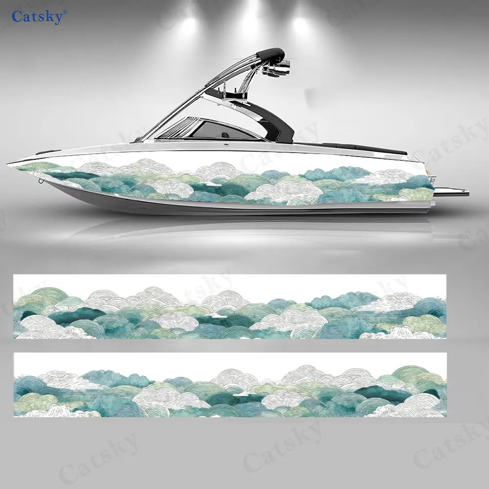 

Наклейки Blue Sea Cloud Boat, водонепроницаемые и прочные виниловые наклейки из ПВХ для рыболовных лодок, прочный и стильный дизайн
